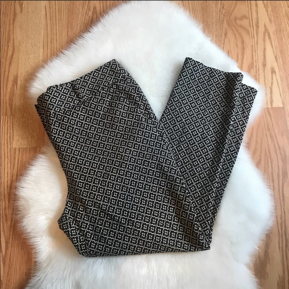 LOFT Marisa Printed Black and White Trousers
